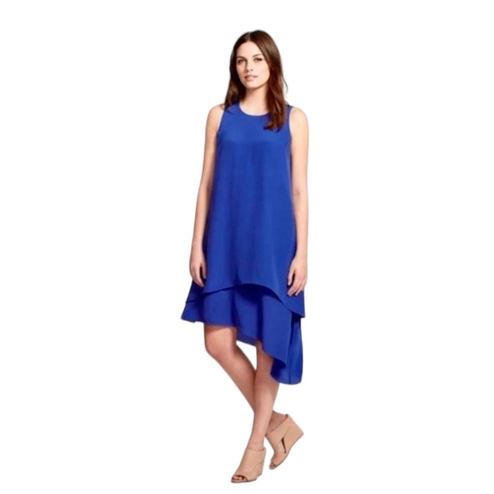 Eileen Fisher Blue 100% Silk Cocktail Dress, Size Medium